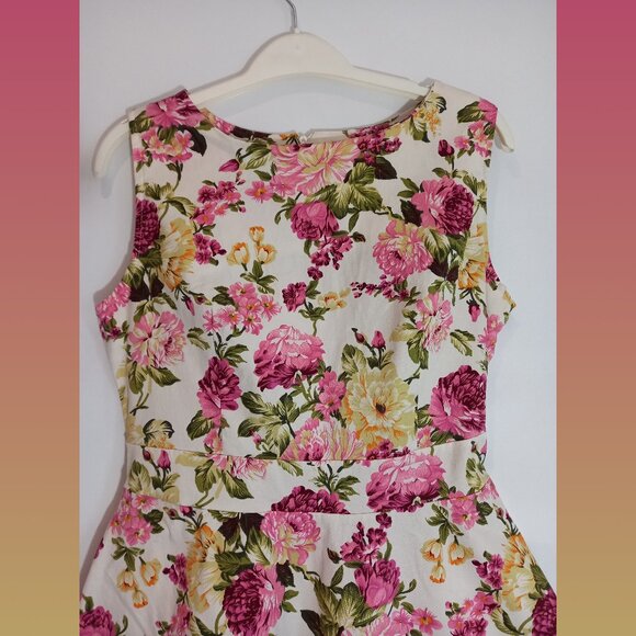 1950s Swing Floral Sleeveless A-Line Dress Size Large - Picture 2 of 6